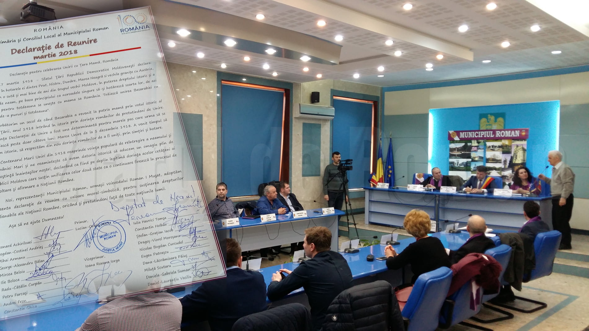 Declarație de reunire a Basarabiei cu România, semnată joi în ședința Consiliului Local Roman