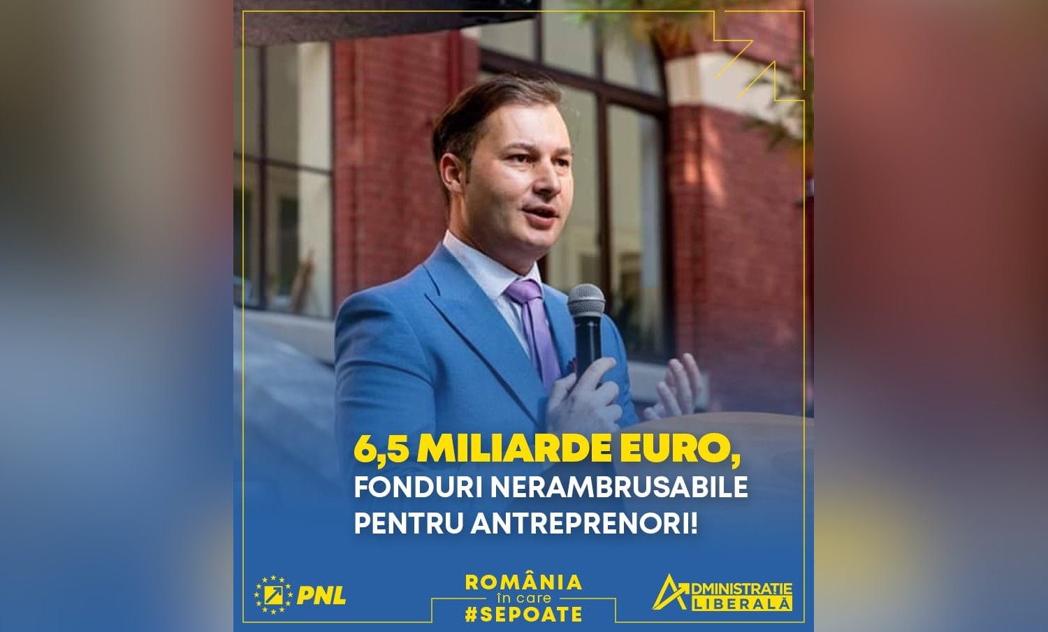 George Lazăr, președinte PNL Neamț: „Uniunea Europeană acordă fonduri nerambursabile în valoare de 6,5 miliarde de euro pentru antreprenorii români”