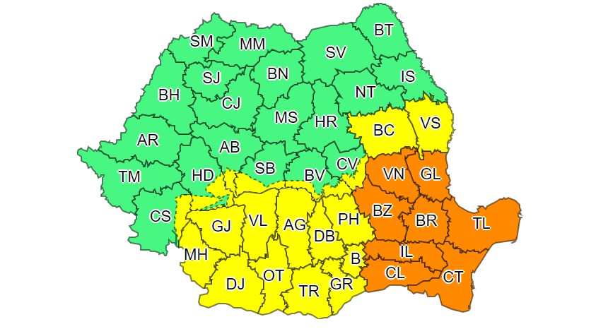 Ninsori, viscol și vânt puternic în sudul Moldovei și în zona de sud a țării, până duminică seară